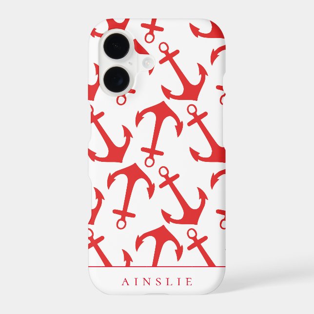 Trendy Nautical Red Anchor Pattern (Back)