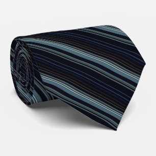 Trendy Navy and Gold Multicolor Stripes Tie