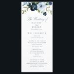 trendy navy and light blue floral wedding program<br><div class="desc">A bohemian floral theme with watercolor navy and light blue flowers. You can personalize the text and colours on this wedding program.</div>
