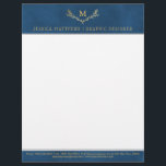 Trendy Navy Blue & Gold Foil Monogram Wreath Letterhead<br><div class="desc">These letterheads are simple yet very stylish. They are easy to personalize and can be used for both personal or business purposes to ensure you give that wow factor to your notes and communications.</div>