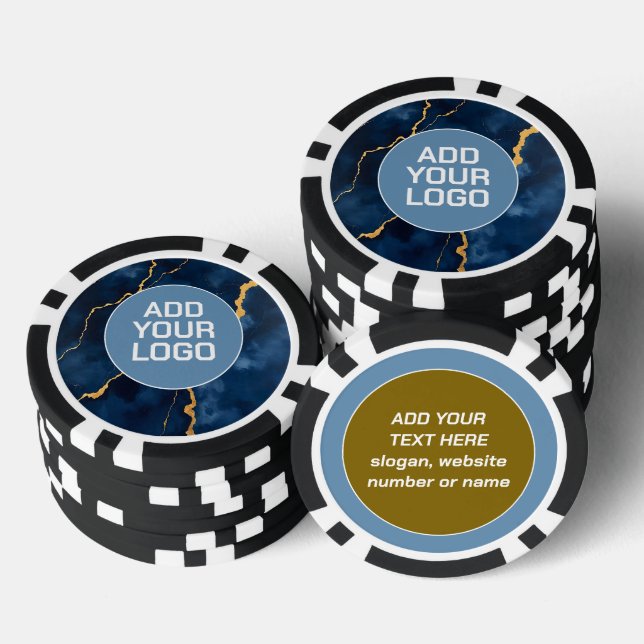 Trendy Navy Blue Gold Marble Collection Poker Chips (Stack)