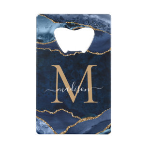 Trendy Navy Blue Gold Parties scintillant Agate Gé