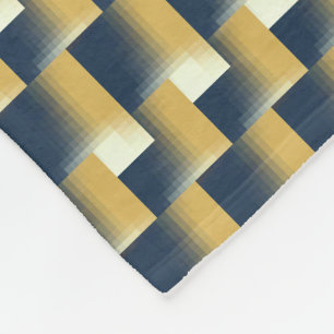 Trendy Navy Blue Mustard Yellow Stylish Pattern Fleece Blanket