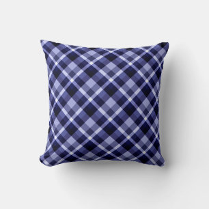 Trendy Navy Blue Plaid Pattern Throw Pillow
