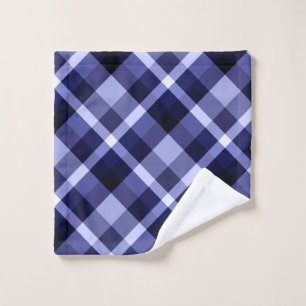 Trendy Navy Blue Plaid Pattern Washcloth Wash Cloth