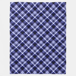 Trendy Navy Blue Plaid Print Large Fleece Blanket