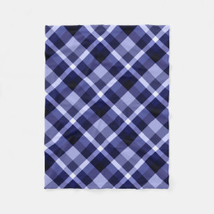 Trendy Navy Blue Plaid Print Small Fleece Blanket