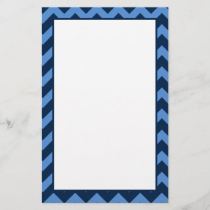 Trendy Navy & Light Blue Chevron Pattern Stationery