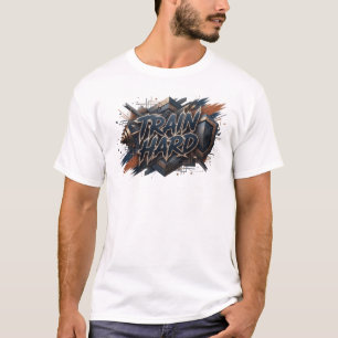 Trendy Navy TRAIN HARD Slogan Tee