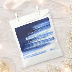 Trendy Navy Watercolor Brush Strokes Pattern Favour Bag