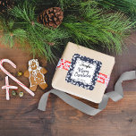 Trendy Navy & White Festive Christmas Gift Label<br><div class="desc">The gift of giving is made easy this holiday season with these unique and modern Christmas gift label stickers. The design features a festive navy blue background with white festive foliage and trendy typography wording. Easily add your custom wording to these holiday stickers by using the "Edit this design template"...</div>