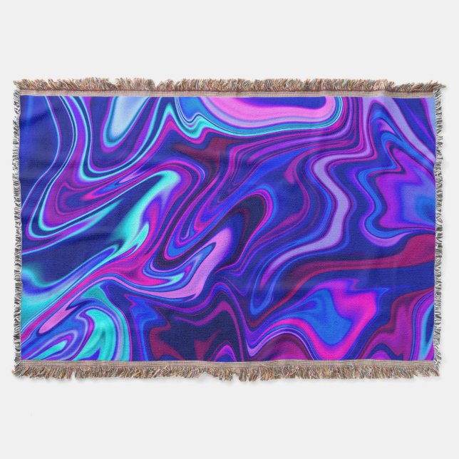 Trendy neon blue pink turquoise Abstract  Throw Blanket (Front)