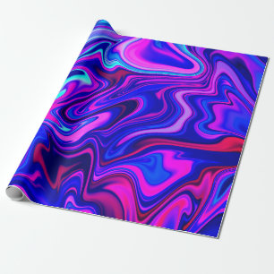 Trendy neon blue pink turquoise Abstract Wrapping Paper