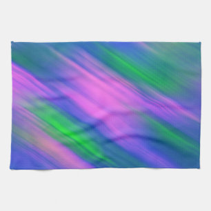 Trendy Neon Bright Blue green pink Abstract  Kitchen Towel