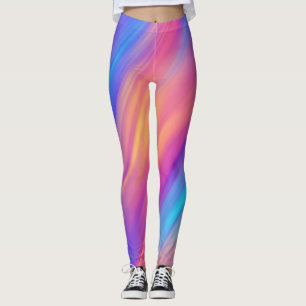 Trendy Neon Bright Blue Pink Yellow Abstract  Leggings