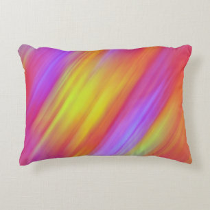 Trendy Neon Bright Red Pink Yellow Abstract  Accent Pillow