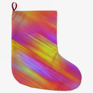 Trendy Neon Bright Red Pink Yellow Abstract Large Christmas Stocking