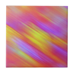 Trendy Neon Bright Red Pink Yellow Abstract Tile