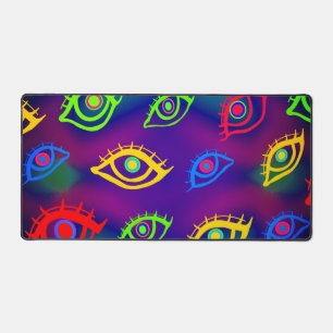Trendy Neon Colourful Eyes Pattern Desk Mat