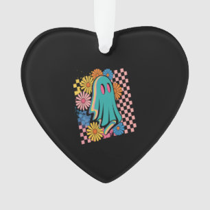 Trendy Neon Floral Ghost Halloween Ornament