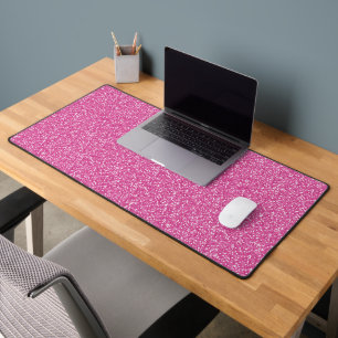 Trendy Neon Hot Pink Glitter Desk Mat