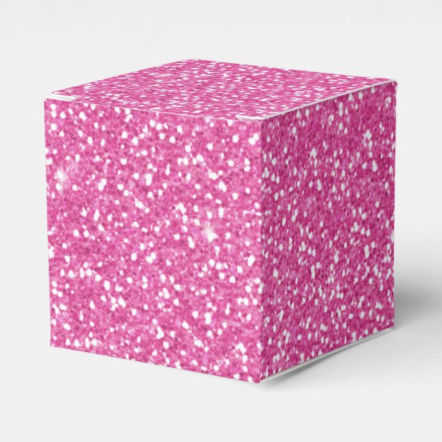 Trendy Neon Hot Pink Glitter Favor Box (Front Side)
