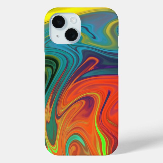 Trendy neon orange red blue yellow green Abstract  Case-Mate iPhone Case (Back)