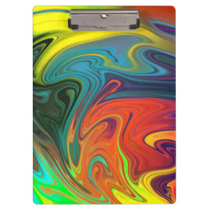 Trendy neon orange red blue yellow green Abstract Clipboard