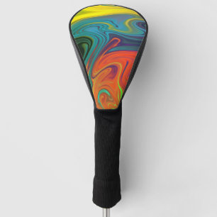 Trendy neon orange red blue yellow green Abstract Golf Head Cover