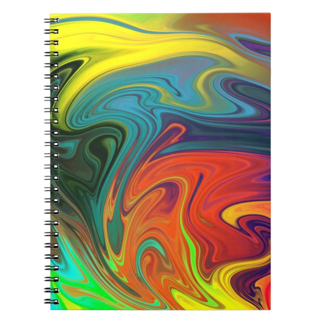 Trendy neon orange red blue yellow green Abstract  Notebook (Front)