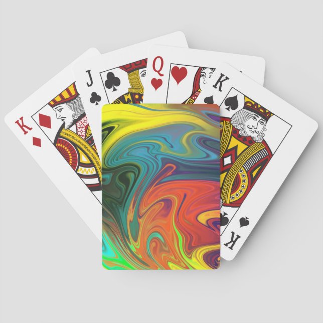 Trendy neon orange red blue yellow green Abstract  Playing Cards (Back)