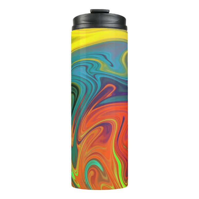 Trendy neon orange red blue yellow green Abstract  Thermal Tumbler (Front)