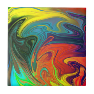 Trendy neon orange red blue yellow green Abstract  Tile