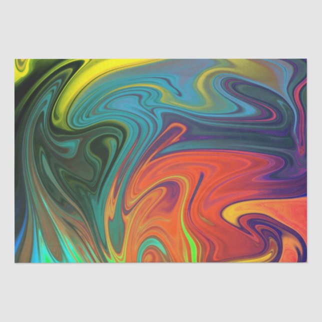 Trendy neon orange red blue yellow green Abstract  Tissue Paper (Front)