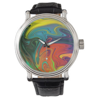 Trendy neon orange red blue yellow green Abstract  Watch
