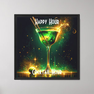 Trendy Neon Party Time Personalized Canvas Print