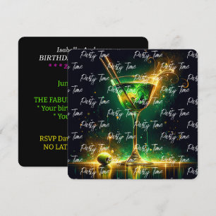 Trendy Neon Party Time Personalized Invitation