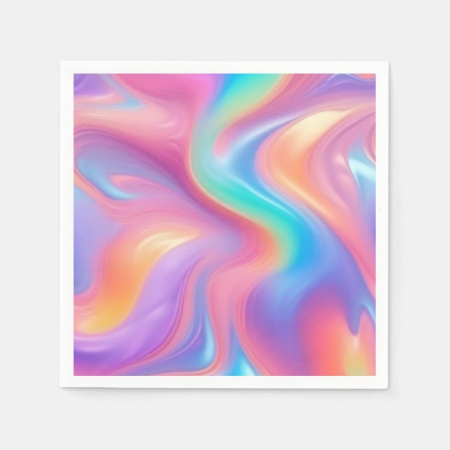 Trendy neon Pink Blue green abstract waves  Napkin (Front)