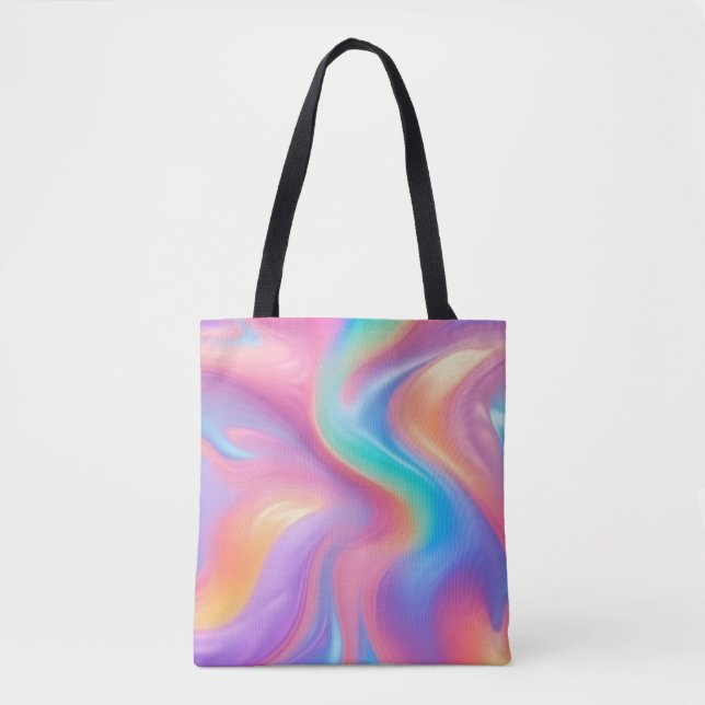 Trendy neon Pink Blue green abstract waves  Tote Bag (Front)