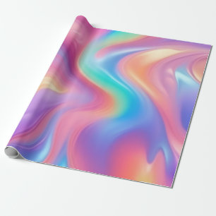 Trendy neon Pink Blue green abstract waves  Wrapping Paper