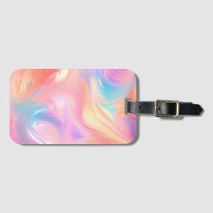 Trendy neon Pink Blue yellow abstract waves Luggage Tag