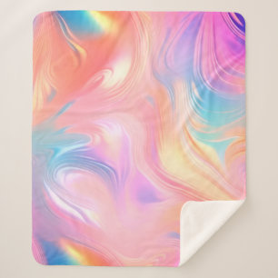 Trendy neon Pink Blue yellow abstract waves Sherpa Blanket