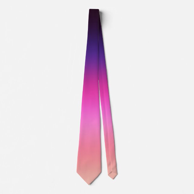 Trendy neon pink purple and light orange gradient tie (Front)