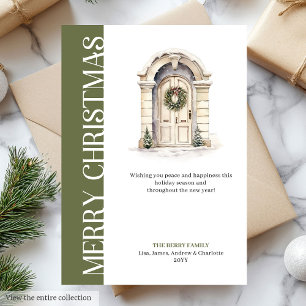 Trendy Neutral Christmas Door Holiday Greeting Card