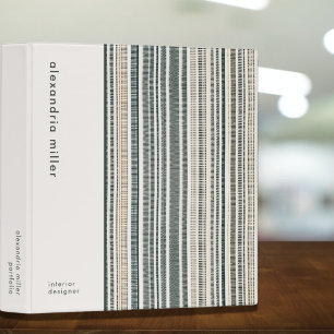 Trendy Neutral Earth Tone Boho Stripe Portfolio Binder