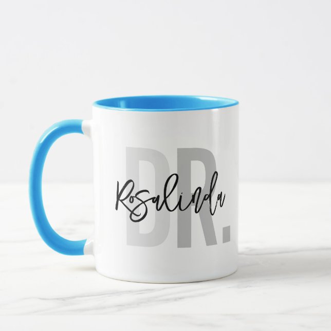Trendy New Doctor PhD Custom Name Appreciation Gif Mug (Left)