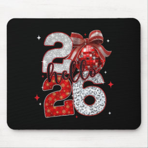 Trendy New Year’s Eve Hello 2026 Happy New Year Fa Mouse Pad