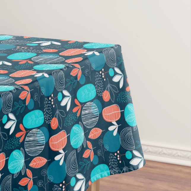 Trendy Nordic style dusty blue navy copper fall Tablecloth (In Situ)