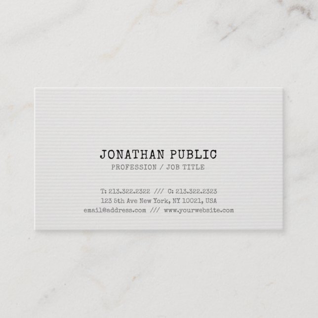 Trendy Nostalgic Look Elite Design Minimal Plain Business Card (Front)