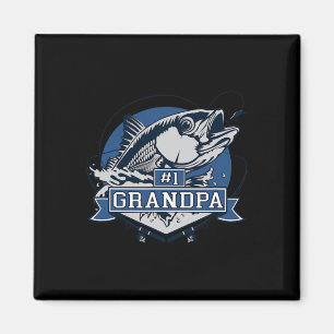 Trendy Number 1 Grandpa Fishing Logo Magnet